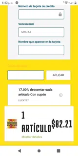 LUCKY17 coupon verification screenshot