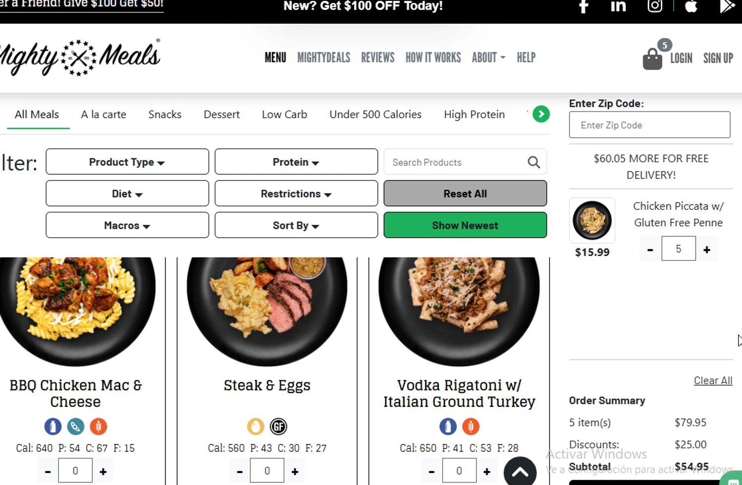 MightyMeals promo code screenshot showing code MMVIDA applied at MightyMeals checkout page. Uploaded by SimplyCodes community member BudgetGuardian5712 on Jan 10, 2026
