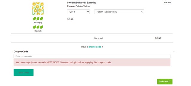 MightyNest checkout page showing MightyNest promo code box | Screenshot taken by SimplyCodes community member on Mar 28, 2025