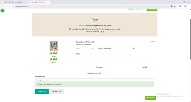 MightyNest checkout page showing MightyNest promo code box | Screenshot taken by SimplyCodes community member on Mar 28, 2025