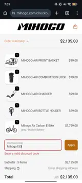 Mihogo150 coupon verification screenshot