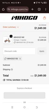 Mihogo150 coupon verification screenshot