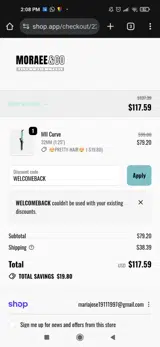 WELCOMEBACK coupon verification screenshot