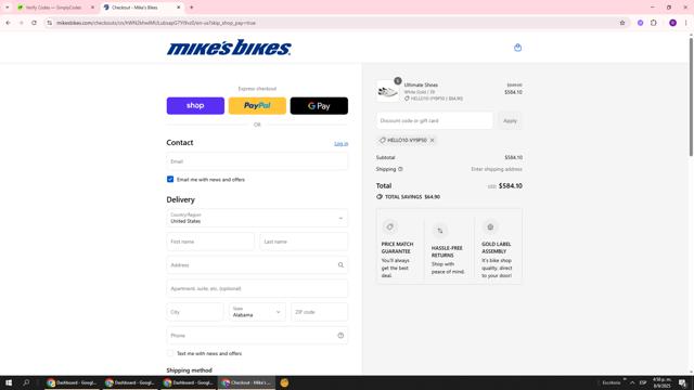 Mikes Bikes checkout page showing Mikes Bikes promo code box | Screenshot taken by SimplyCodes community member on Sep 8, 2025