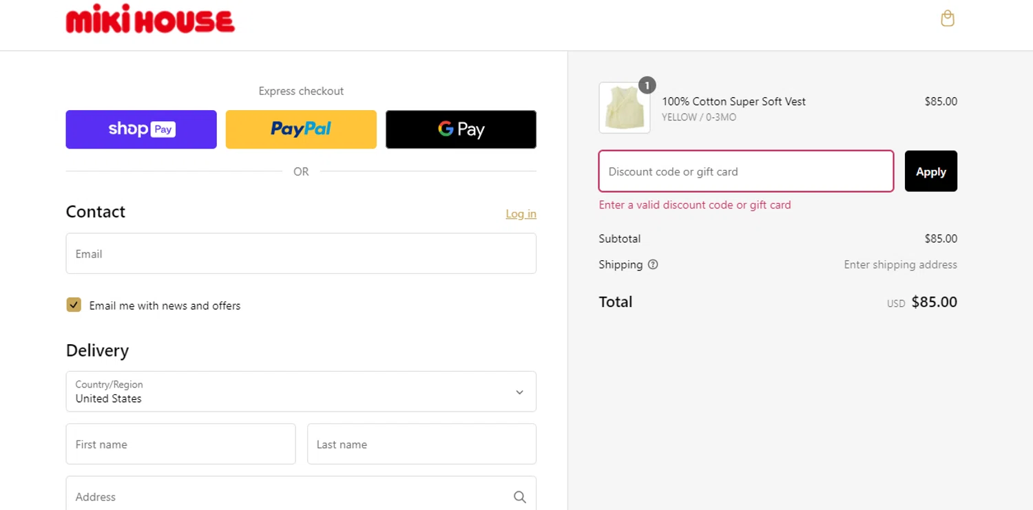 Miki House discount code screenshot showing code DEALMOON15 applied at Miki House checkout page. Uploaded by SimplyCodes community member RewardLynx9164 on Jan 25, 2025