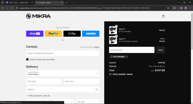 Mikra checkout page showing Mikra discount code box | Screenshot taken by SimplyCodes community member on Feb 28, 2024