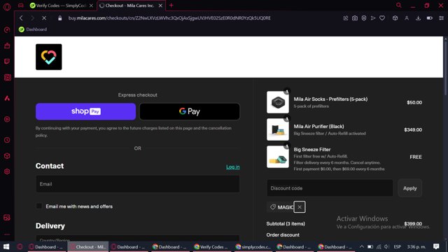 Mila checkout page showing Mila discount code box | Screenshot taken by SimplyCodes community member on Sep 17, 2024
