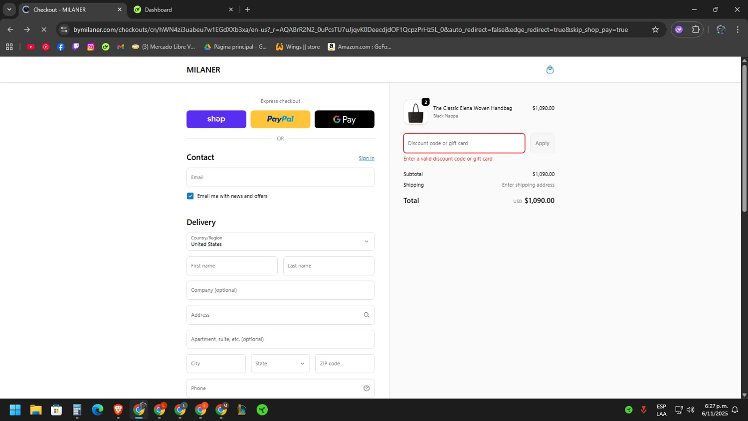 Milaner discount code screenshot showing code FORYOU applied at Milaner checkout page. Uploaded by SimplyCodes community member RoyalAdmiral1682 on Nov 6, 2025