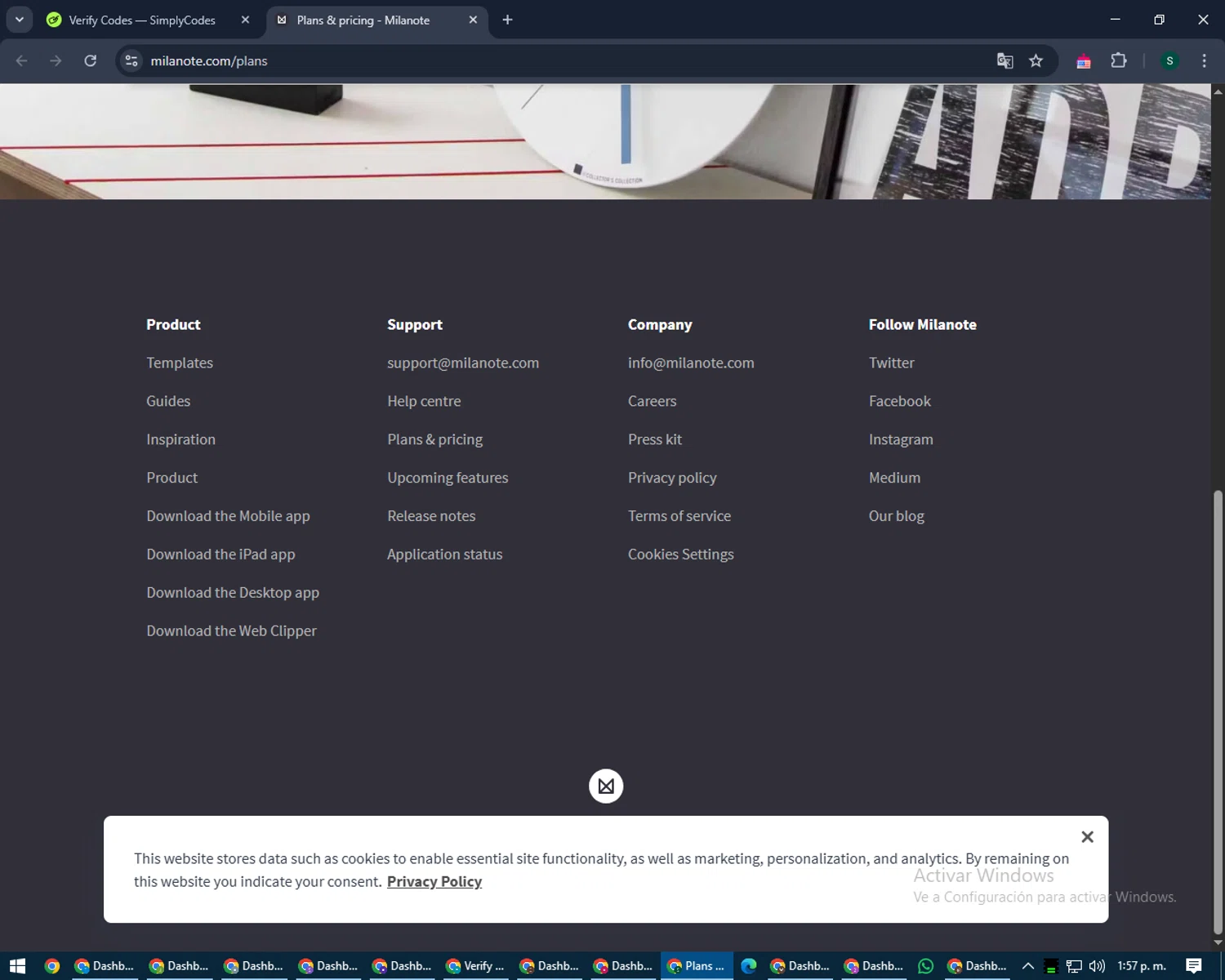 Milanote promo code screenshot showing code DAN30 applied at Milanote checkout page. Uploaded by SimplyCodes community member lilMosey on Apr 18, 2025