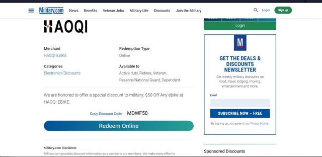 Military.com checkout page showing Military.com discount code box | Screenshot taken by SimplyCodes community member on Apr 8, 2025