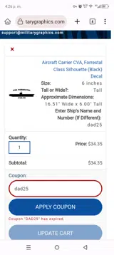 dad25 coupon verification screenshot