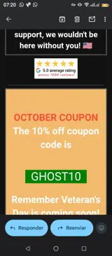 GHOST10 coupon verification screenshot