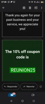REUNION25 coupon verification screenshot