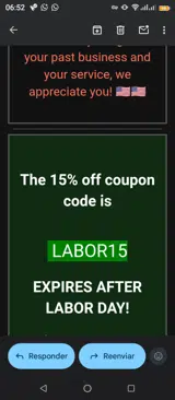 LABOR15 coupon verification screenshot