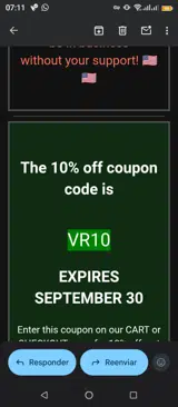 VR10 coupon verification screenshot