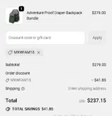 MXWFAM15 coupon verification screenshot