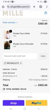 Mille coupon verification screenshot