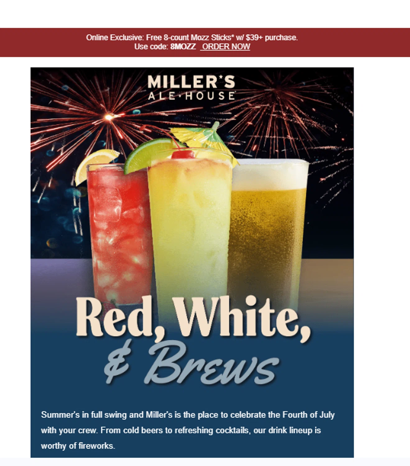 Miller's Ale House Promo Codes - 10% Off Jul 2025