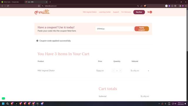 Hello Milli checkout page showing Hello Milli promo code box | Screenshot taken by SimplyCodes community member on Jul 25, 2025