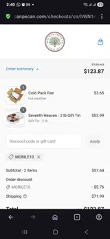 Mobile10 coupon verification screenshot