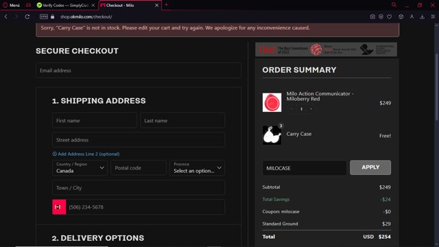 Milo checkout page showing Milo promo code box | Screenshot taken by SimplyCodes community member on Dec 9, 2024