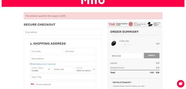 Milo checkout page showing Milo promo code box | Screenshot taken by SimplyCodes community member on May 14, 2024