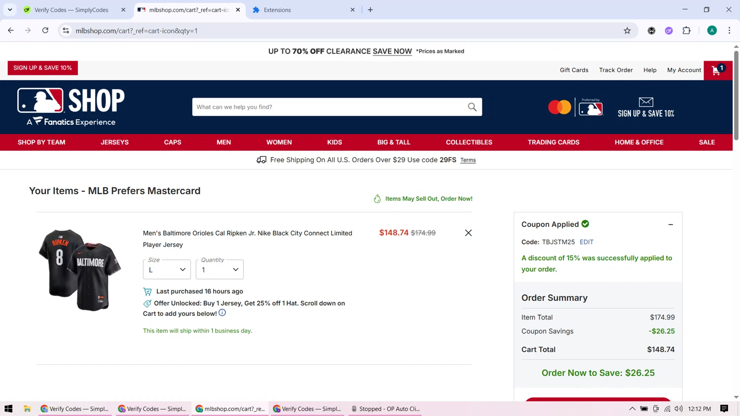 Milwaukee Brewers coupon code screenshot showing code TBJSTM25 applied at Milwaukee Brewers checkout page. Uploaded by SimplyCodes community member ShieldHunter3846 on Jul 17, 2025
