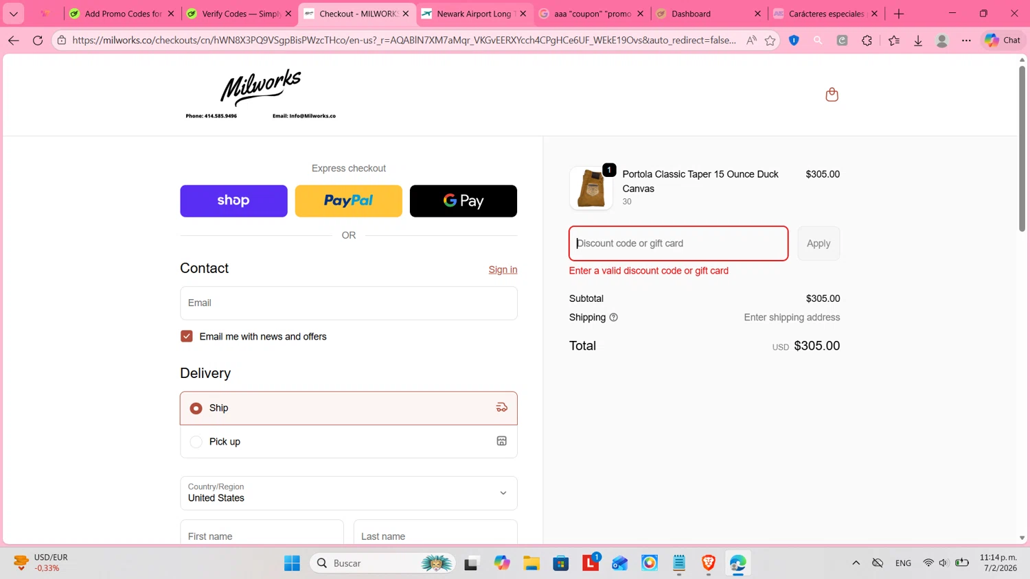 Milworks discount code screenshot showing code 4BB6F1 applied at Milworks checkout page. Uploaded by SimplyCodes community member cosita on Feb 8, 2026