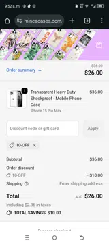 10-OFF coupon verification screenshot