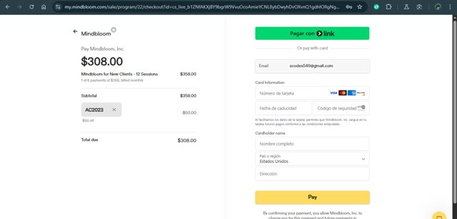 Mindbloom checkout page showing Mindbloom promo code box | Screenshot taken by SimplyCodes community member on Feb 20, 2025
