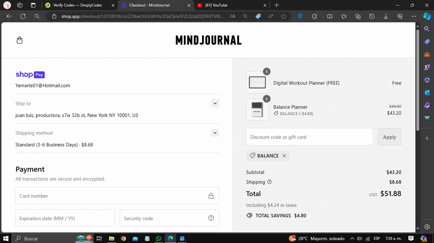 where to use MindJournal promo code box