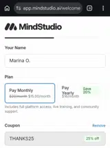 THANKS25 coupon verification screenshot