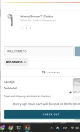 WELCOME15 coupon verification screenshot