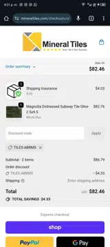 TILES-ABRM5 coupon verification screenshot