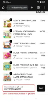 FREESEASONING50 coupon verification screenshot
