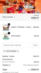 15OFFORDER coupon verification screenshot