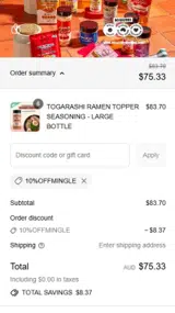 10%OFFMINGLE coupon verification screenshot