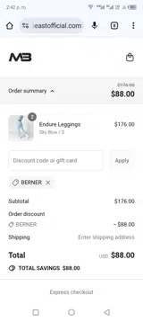 Berner coupon verification screenshot