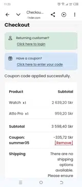 SUMMER35 coupon verification screenshot