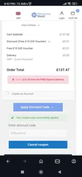 Giftcard10 coupon verification screenshot