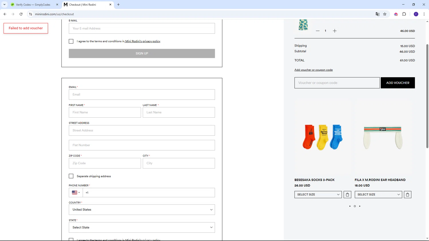 Mini Rodini coupon code screenshot showing code springtreat applied at Mini Rodini checkout page. Uploaded by SimplyCodes community member AberthGotopo on Apr 1, 2025