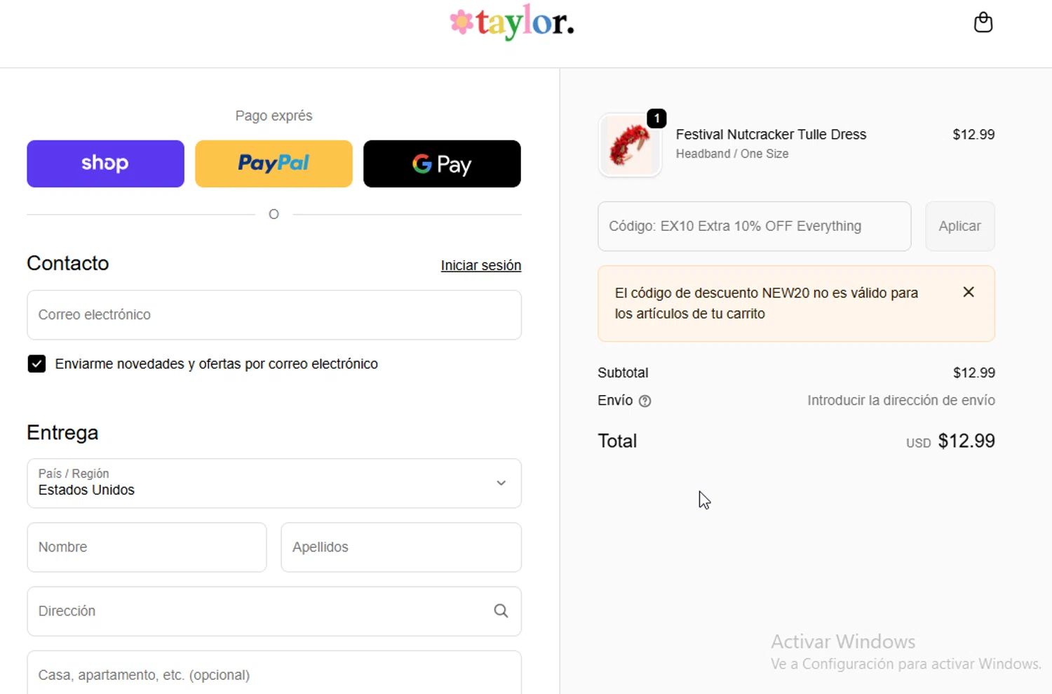 Mini Taylor promo code screenshot showing code NEW20 applied at Mini Taylor checkout page. Uploaded by SimplyCodes community member BudgetGuardian5712 on Nov 10, 2025