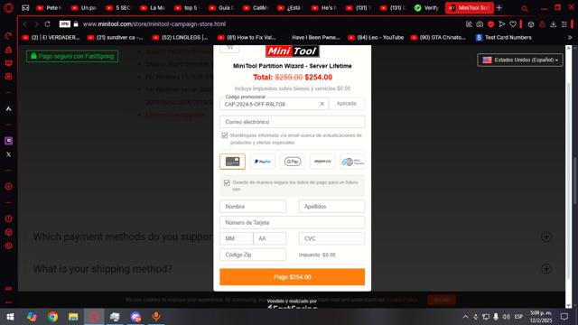 MiniTool checkout page showing MiniTool coupon code box | Screenshot taken by SimplyCodes community member on Feb 12, 2025