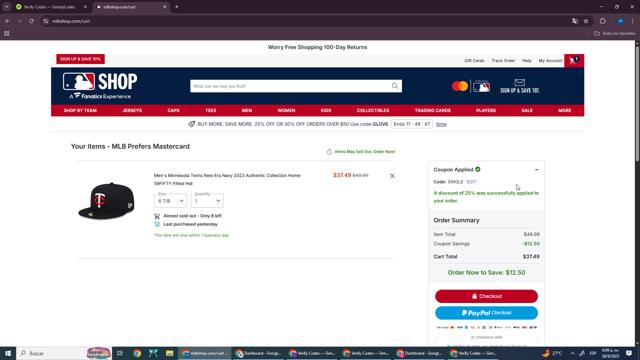 Minnesota Twins checkout page showing Minnesota Twins promo code box | Screenshot taken by SimplyCodes community member on Sep 30, 2025