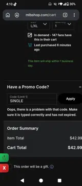 Minnesota Twins coupon verification screenshot