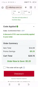 Minnesota Twins coupon verification screenshot