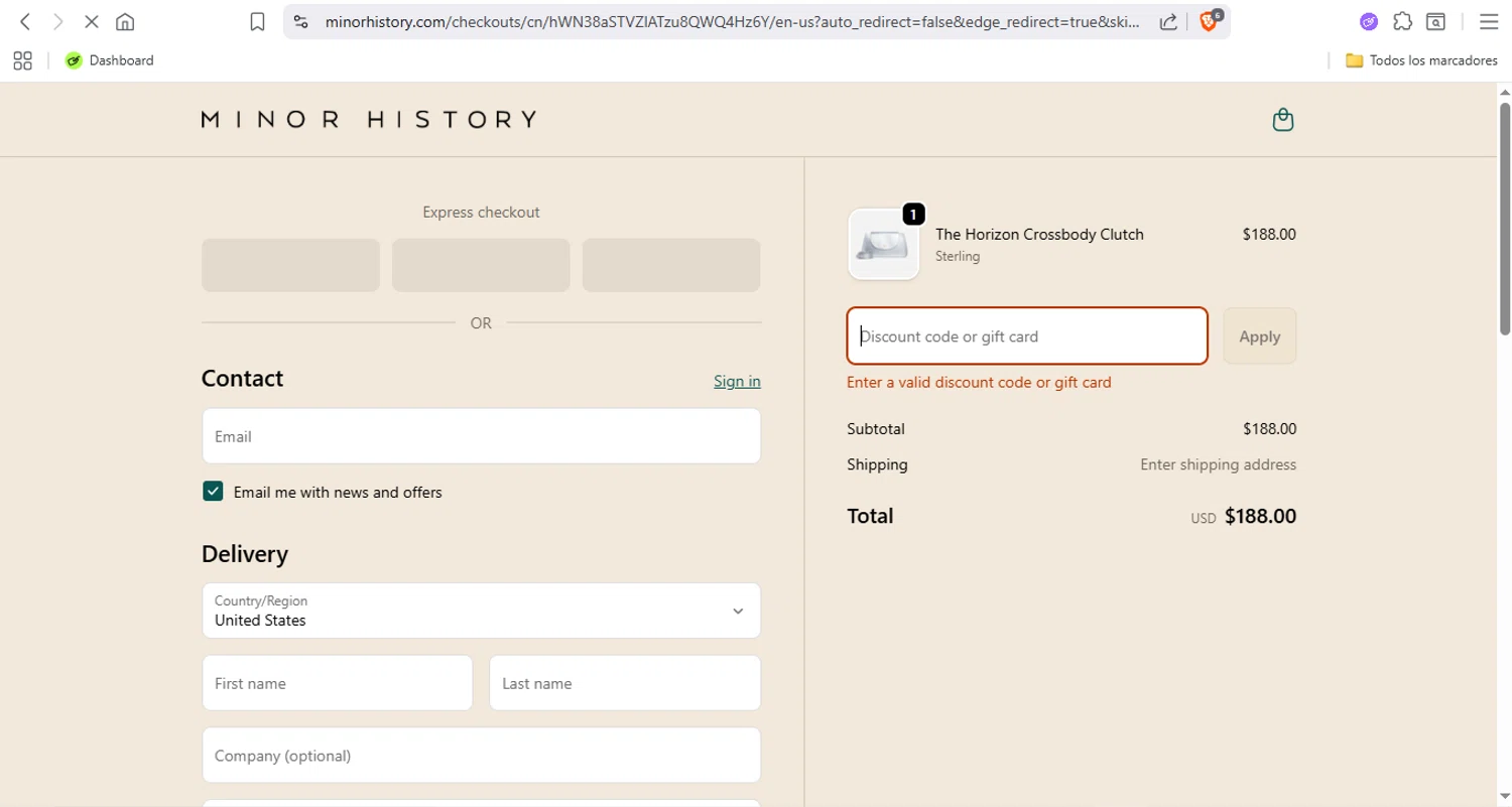 Minor History promo code screenshot showing code B5R24SJW applied at Minor History checkout page. Uploaded by SimplyCodes community member Fabio05 on Sep 19, 2025