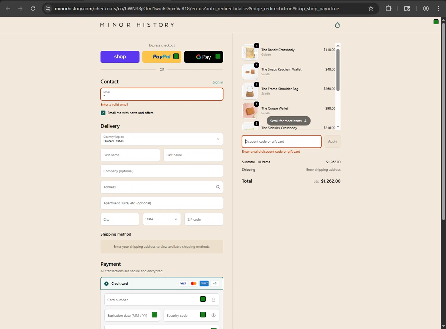 Minor History promo code screenshot showing code B5R24SJW applied at Minor History checkout page. Uploaded by SimplyCodes community member Niideamrk on Sep 19, 2025