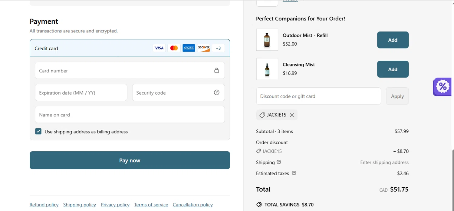 Mint Cleaning discount code screenshot showing code JACKIE15 applied at Mint Cleaning checkout page. Uploaded by SimplyCodes community member shark12 on Jun 2, 2025