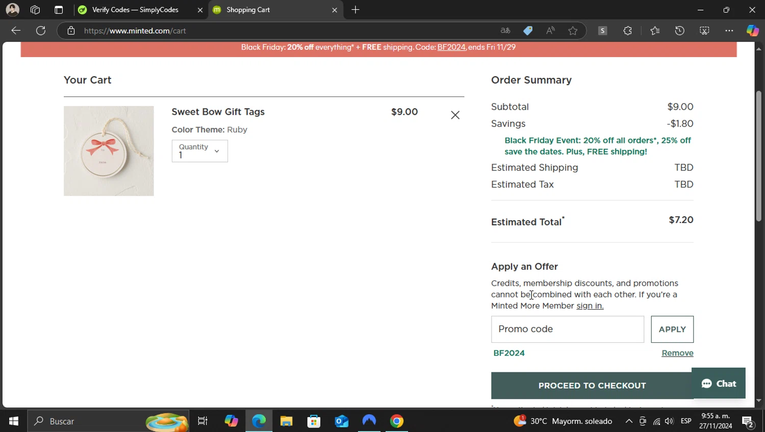 where to use Minted promo code box